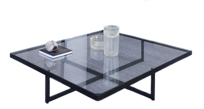 Modern Square Glass-Top Coffee Table Table - Mar Silver