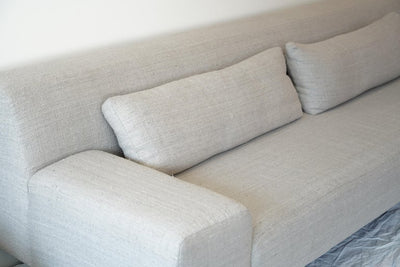 Elegant Modern Sofa Upholstered in Handwoven Dove Grey 