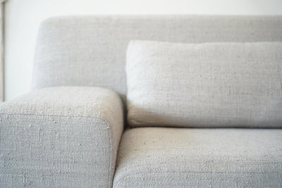 Elegant Modern Sofa Upholstered in Handwoven Dove Grey 