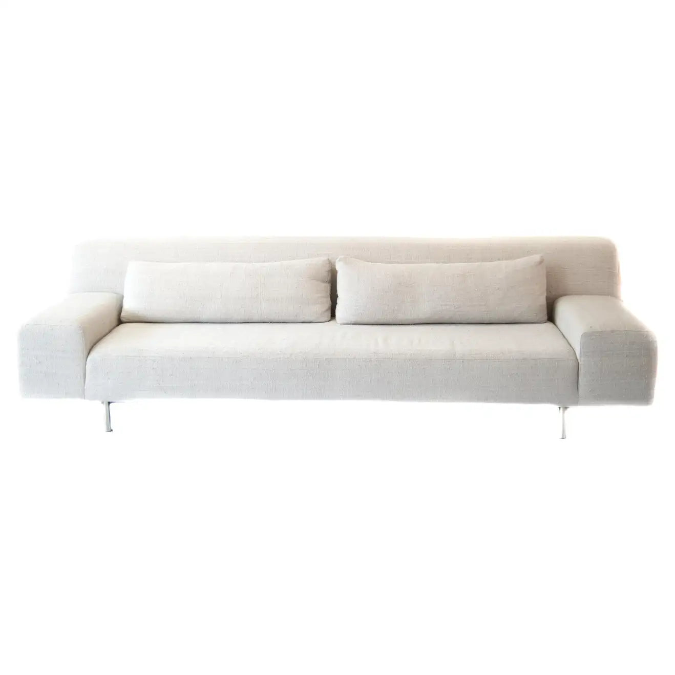 Elegant Modern Sofa Upholstered in Handwoven Dove Grey 