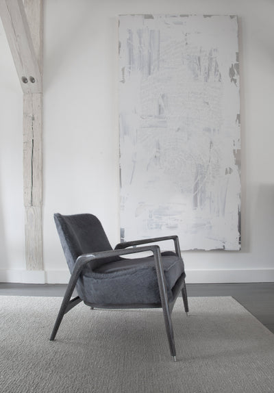 Modern Black Hide-Upholstered Armchair with Blackened Oak 
