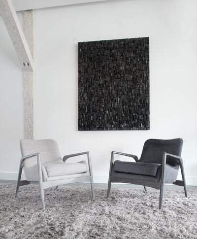 Modern Black Hide-Upholstered Armchair with Blackened Oak 