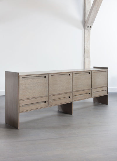 Modern Oak Handcrafted Credenza Storage - Mar Silver