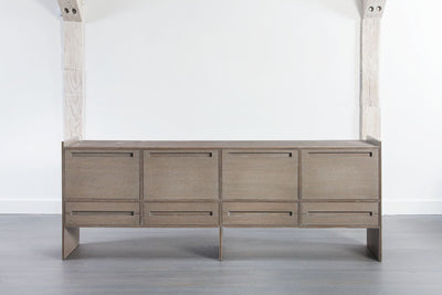 Modern Oak Handcrafted Credenza Storage - Mar Silver