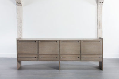 Modern Oak Handcrafted Credenza Storage - Mar Silver