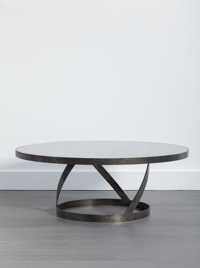 Oak Coffee Table with Spiral Base Table - Mar Silver