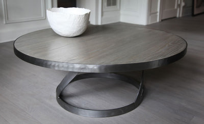 Oak Coffee Table with Spiral Base Table - Mar Silver