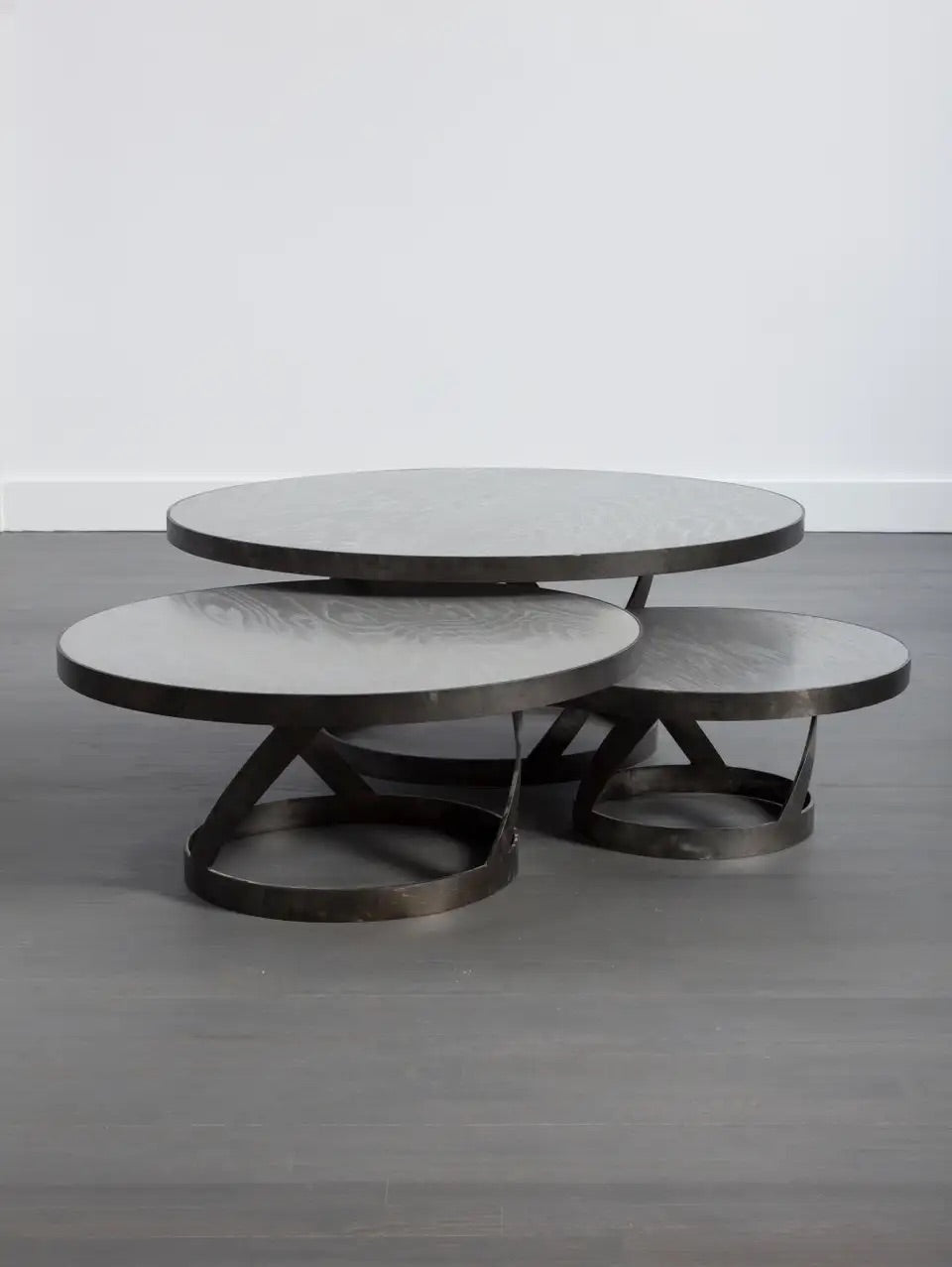 Oak Coffee Table with Spiral Blackened Steel Base Table - 