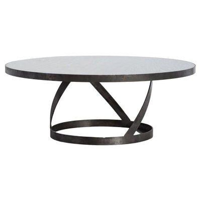 Oak Coffee Table with Spiral Blackened Steel Base Table - 