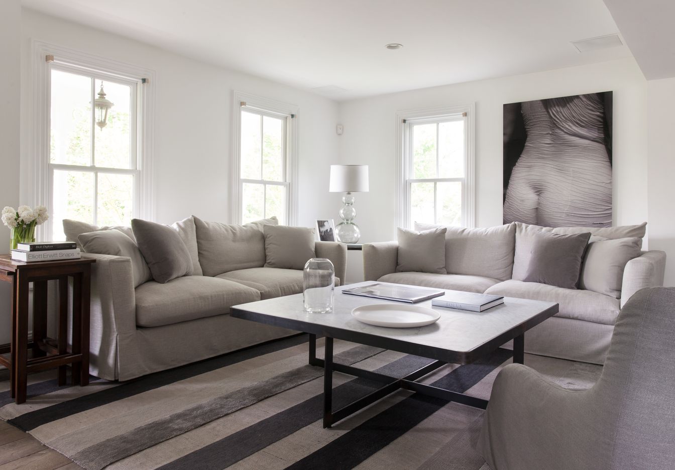 White Quartzite Coffee Table with Blackened Steel Cross Base